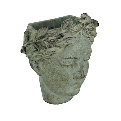Distressed Cement Classic Greek Lady Head Indoor / Outdoor Wall Mounted Planter