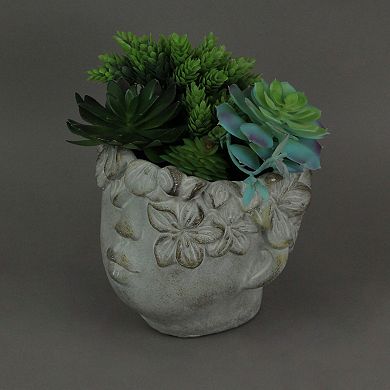 Pucker Up Concrete Head Kissing Face Mini Decor Succulent Planter 7 Inch Tall