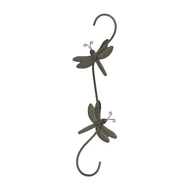 Set of 4 Rustic Metal Hook Plant Hangers Hummingbird, Bee, Butterfly, Dragonfly