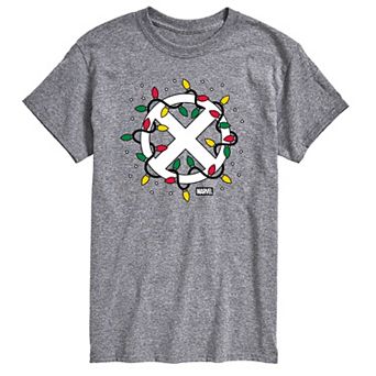 Big & Tall Marvel X-Men Logo Christmas Lights Graphic Tee