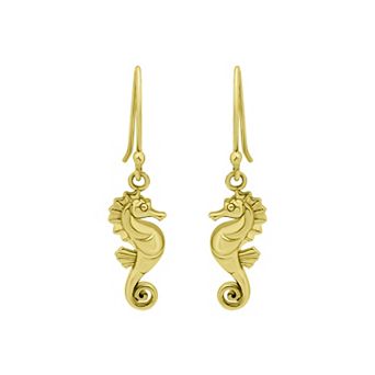 Aleure Precioso Sterling Silver Seahorse Drop Fishhook Earrings