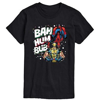 Big & Tall Marvel Spider-Man Wolverine Bah Hum Bub Graphic Tee
