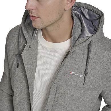 Men's Champion® Wool Blend Hoody Bomber Puffer Jacket