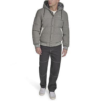 Men's Champion® Wool Blend Hoody Bomber Puffer Jacket
