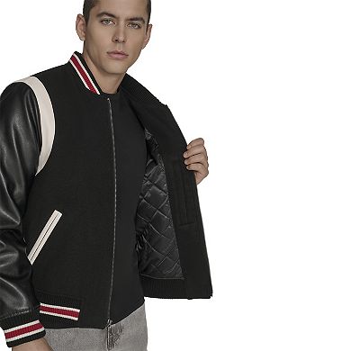 Men's Champion® Mixed Media Varsity Jacket with Patches