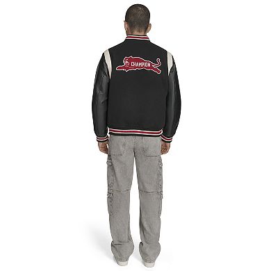 Men's Champion® Mixed Media Varsity Jacket with Patches