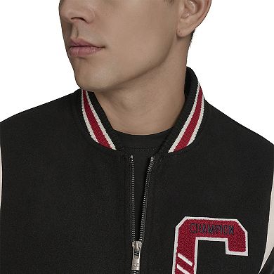 Men's Champion® Mixed Media Varsity Jacket with Patches