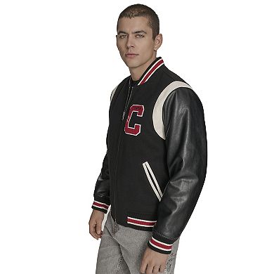 Men's Champion® Mixed Media Varsity Jacket with Patches