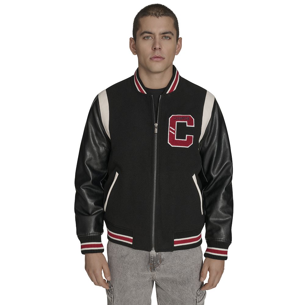 Men's Champion® Mixed Media Varsity Jacket with Patches
