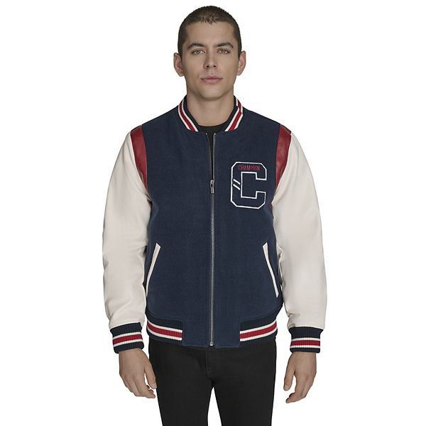 Men's Champion® Mixed Media Varsity Jacket with Patches