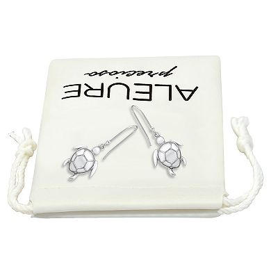 Aleure Precioso Sterling Silver Sea Turtle Drop Fishhook Earrings