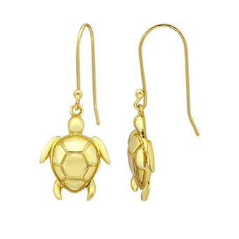 Aleure Precioso Sterling Silver Sea Turtle Drop Fishhook Earrings