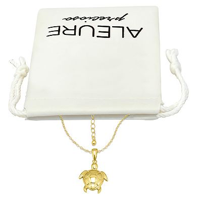 Aleure Precioso Sterling Silver Sea Turtle Pendant Necklace