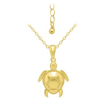 Aleure Precioso Sterling Silver Sea Turtle Pendant Necklace