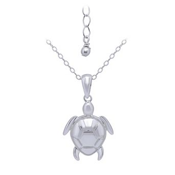 Aleure Precioso Sterling Silver Sea Turtle Pendant Necklace