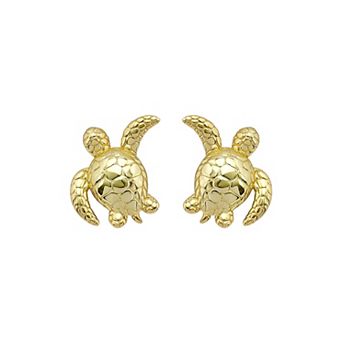 Aleure Precioso Sterling Silver Sea Turtle Stud Earrings
