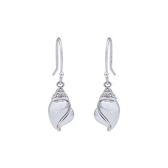 Aleure Precioso Sterling Silver Conch Shell Drop Fishhook Earrings