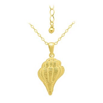 Aleure Precioso Sterling Silver Large Conch Shell Pendant Necklace