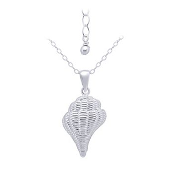 Aleure Precioso Sterling Silver Large Conch Shell Pendant Necklace