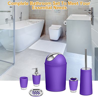 6-Piece Bathroom Accessories Set with Soap Dispenser, Toothbrush Holder, Brush & Trash Can
