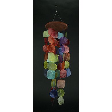 Set of 2 Capiz Shell Wind Chimes for Garden Patio Yard Coastal and Multicolor