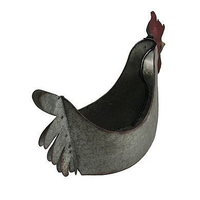 Galvanized Metal Indoor/Outdoor Rooster Planter