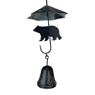 Rustic Black Bear & Umbrella Rain Chain - 75" Long Distressed Verdigris Finish