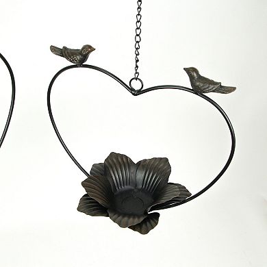 Set of 2 Rustic Metal Bird Hanging Planter Succulent Flower Basket Home Decor