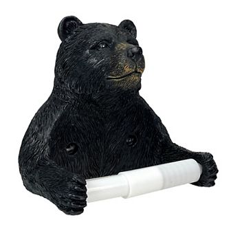 Bear Toilet Tissue Holder Black Bear Resin Bathroom Decor, Hardware Included