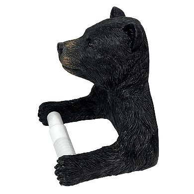 Bear Toilet Tissue Holder Black Bear Resin Bathroom Decor, Hardware Included