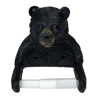 Bear Toilet Tissue Holder Black Bear Resin Bathroom Decor, Hardware Included