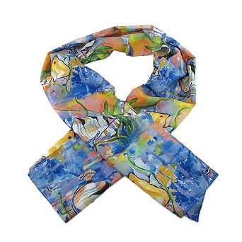 Betsy Drake Angelfish Print Polyester Fashion Scarf 70 X 20 in