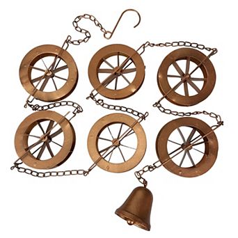 78-Inch Metal Rain Chain - 6 Water Wheels & Weighted Bell, Bronze Finish