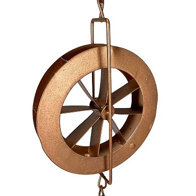 78-Inch Metal Rain Chain - 6 Water Wheels & Weighted Bell, Bronze Finish