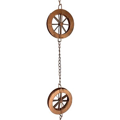 78-Inch Metal Rain Chain - 6 Water Wheels & Weighted Bell, Bronze Finish