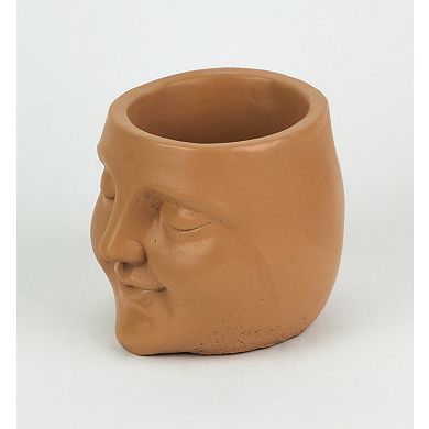 Adorable Sleepy Face Concrete Head Mini Planter 4.5 Inches High