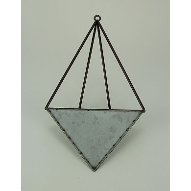 Galvanized Metal Diamond Shaped Angular Hanging Planters Set of 2