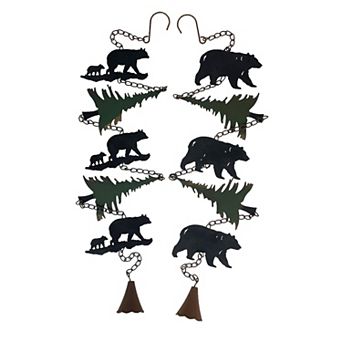 Set of 2 Rain Chains with Bears and Trees, 52-Inch, Decorative Downspout