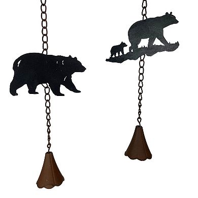 Set of 2 Rain Chains with Bears and Trees, 52-Inch, Decorative Downspout