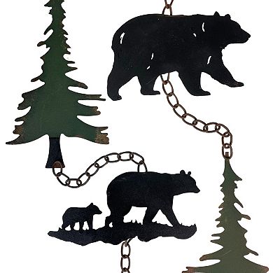 Set of 2 Rain Chains with Bears and Trees, 52-Inch, Decorative Downspout
