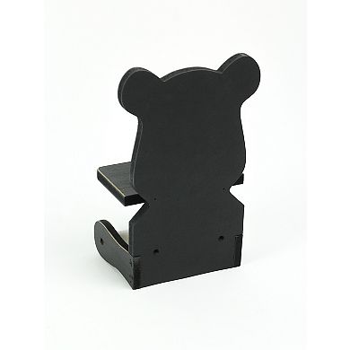 Whimsical Hand Painted Black Bear Wooden Toilet Paper Roll Holder