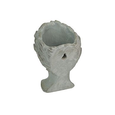 Set of 2 Weathered Gray Greek Lady Statue Wall Mount Cement Head Planter 6 Inch