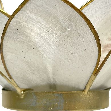 White Capiz Shell Lotus Flower Small Tealight Candle Holder Set of 3