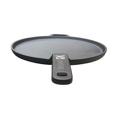 LIVEVIE 11" Pre-Seasoned Cast Iron Tawa, heavy-duty, non-stick griddle for versatile cooking.