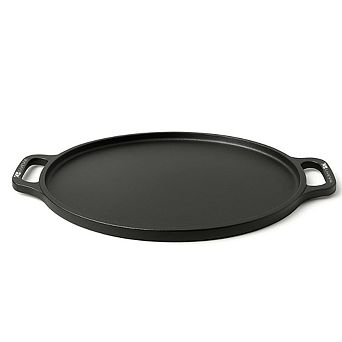 12" Cast Iron Griddle Pan with dual handles, pre-seasoned for durable, versatile cooking.