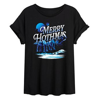 Juniors' Star Wars Merry Hothmas Oversized Tee