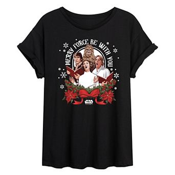 Juniors' Star Wars Merry Force Be With You Oversized Tee