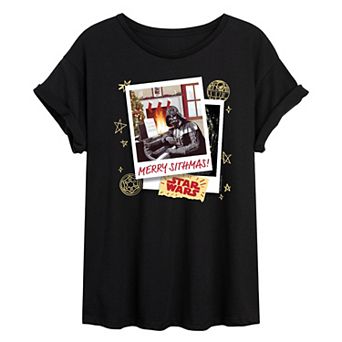 Juniors' Star Wars Darth Vader Merry Sithmas Oversized Tee