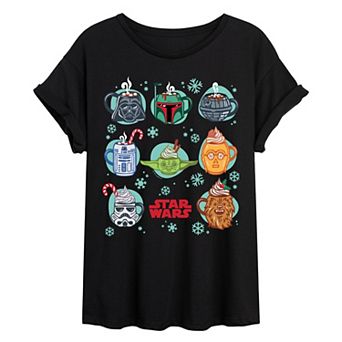 Juniors' Star Wars Christmas Mugs Oversized Tee