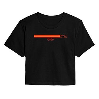 Juniors' Disney Tron: Ares Motorcycle Graphic Cropped Graphic Tee